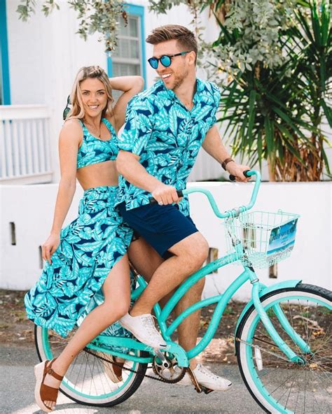 Swimsuit Swim Trunks, Tropical Turquoise - Honeymoon, Babymoon, Couples Swimwear. . Matching swimsuits for couples